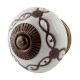 Cream Etched Leaf Ceramic Cabinet Knob